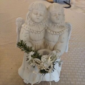 𝅺vintage Singing Angels Figurine Candle Holder